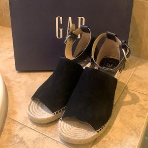 Gap Black Suede Ankle Strap Espadrille Sandals